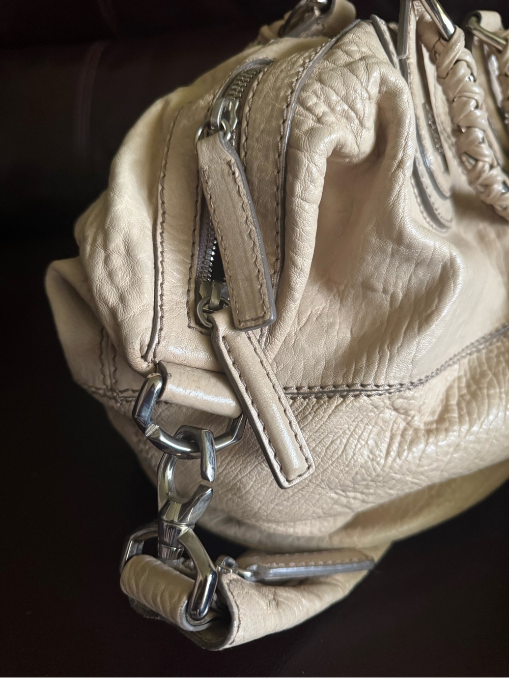 Givenchy Tan Leather Satchel with Braided Top Handles - Picture 9 of 10